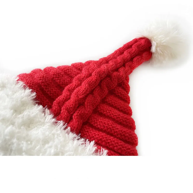 MILANCEL nuevo gorro de Navidad para bebé de invierno 0-4T lindo gorro de punto rojo para niños pequeños gorro de punto acolchado de lana para el día de Navidad - imagen 4