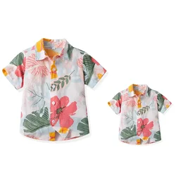 Camisas a juego padre e hijo – Algodón floral manga corta