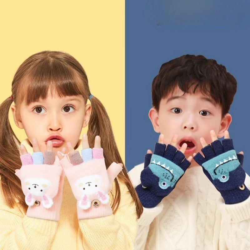 Manoplas infantiles con estampado de conejo para invierno - imagen 5