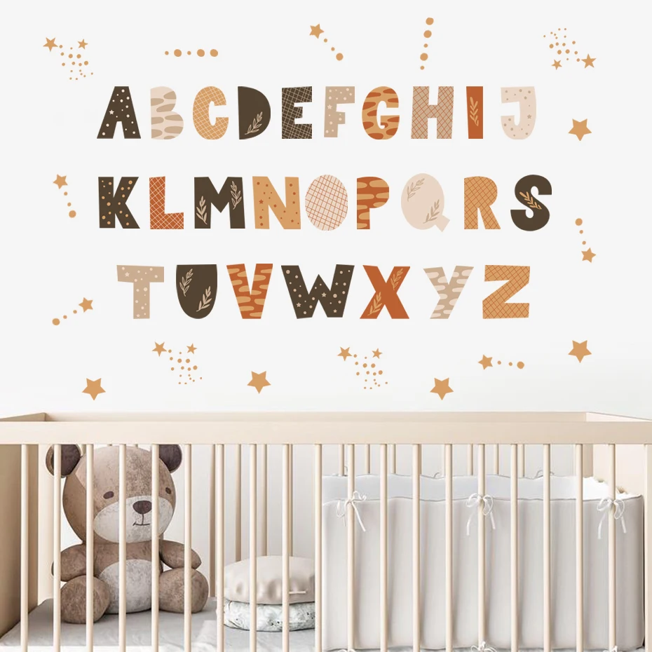 Pegatinas de pared infantiles de acuarela con alfabeto y estrellas - imagen 2
