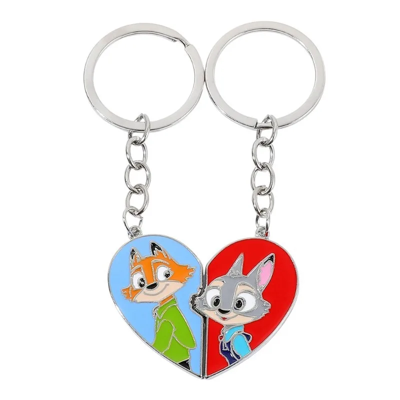 Llaveros Zootopia 2 Judy Nick Love para pareja, llavero bonito de dibujos animados de Anime de Disney, llavero de moda para hombres y mujeres, regalos ornamentales - imagen 5