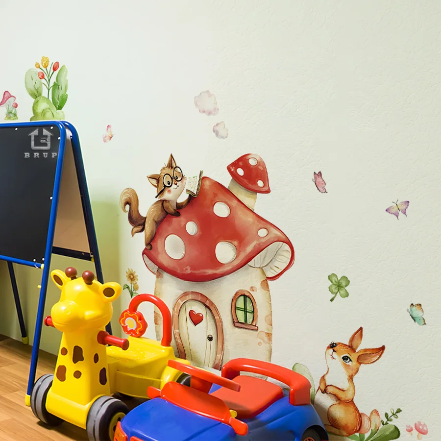 Pegatinas de pared autoadhesivas para habitación de setas, pegatinas de decoración para dormitorio y hogar, ambiente cálido rosa - imagen 5