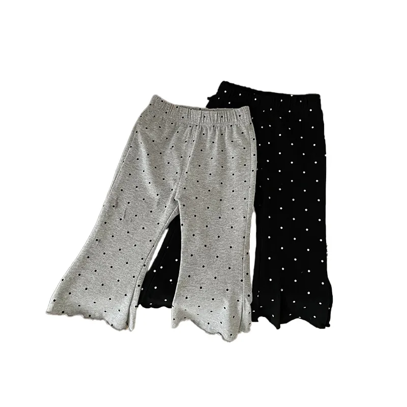 ¡2025 nuevos pantalones acampanados de lunares para niños de primavera-otoño: cintura elástica, mallas informales versátiles y respetuosas con la piel para niños y niñas! - imagen 5