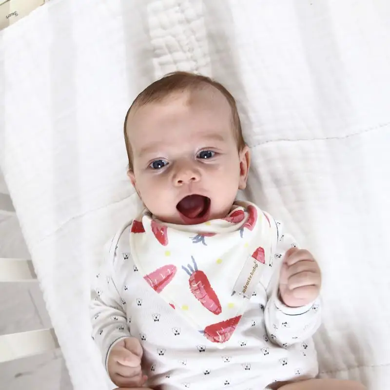 3 unids/pack bufanda de algodón puro para bebé, Baberos Bandana de tela para eructar, babero para bebé recién nacido, niña, niño pequeño, bufanda con estampado de dibujos animados, babero de 2 capas - imagen 2