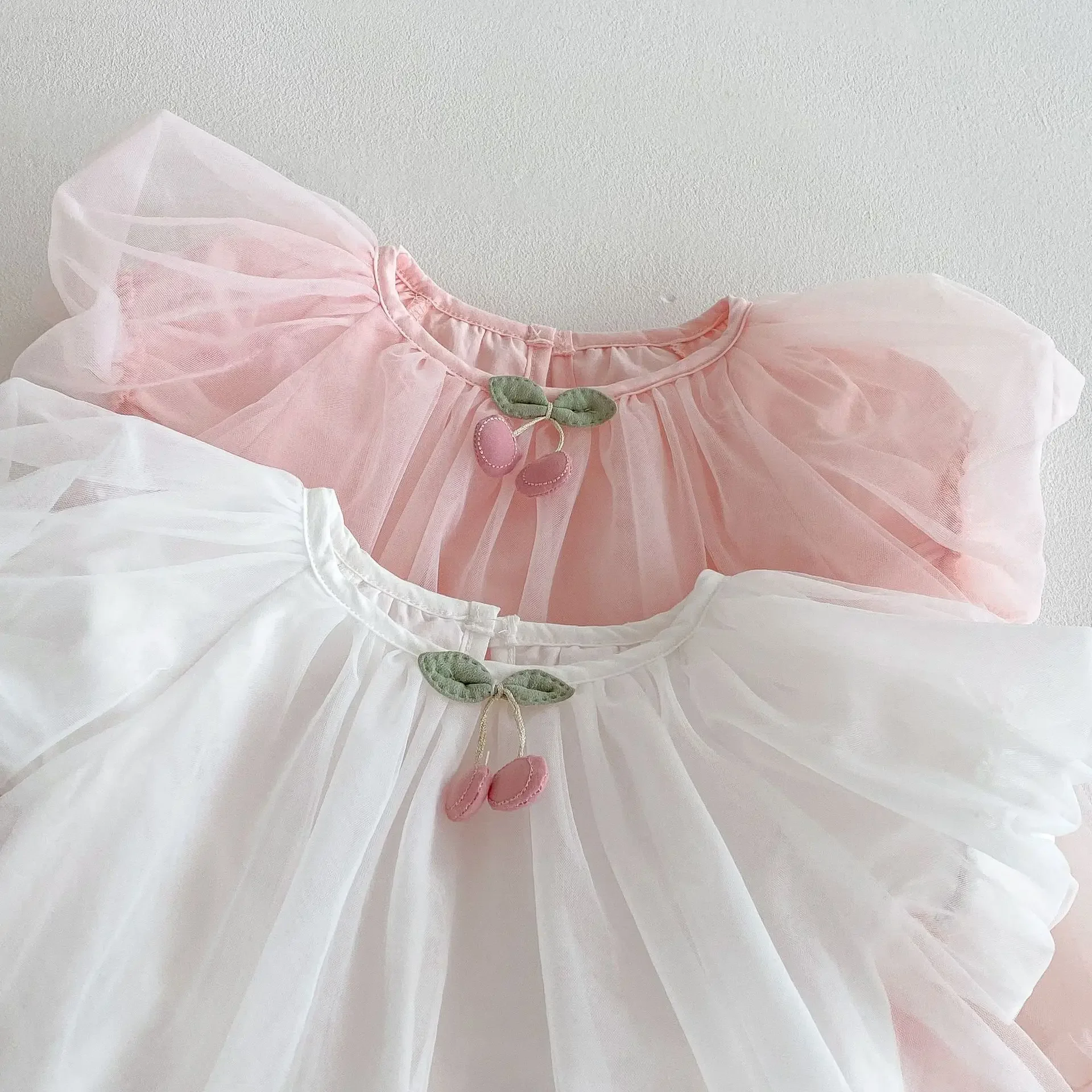 MILANCEL, nuevo traje de malla de verano para niñas de 0 a 2T, bonito vestido de princesa con mangas abullonadas para niños, vestido suelto fino de una pieza - imagen 4