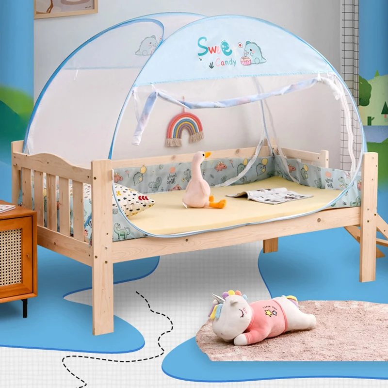 Mosquitera anticaída de fondo completo para cama de niño, mosquitera para yurta doméstica sin instalación, mosquitera de malla cifrada portátil plegable - imagen 3