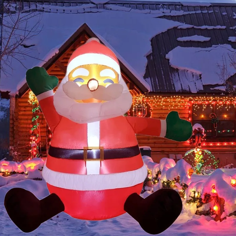 Juguetes inflables para decoración navideña, luz LED de Papá Noel sentado, Festival de Navidad, modelo inflable, decoración de jardín al aire libre, 1,2 M/4 pies - imagen 4