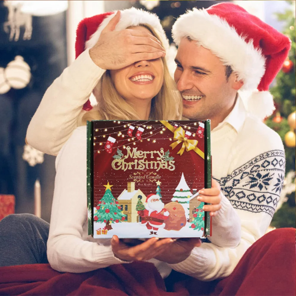 Caja de dulces navideña, vela de aromaterapia, dulces, tarros de velas de aromaterapia, adornos artesanales, regalos de Navidad para niños, decoración de Año Nuevo