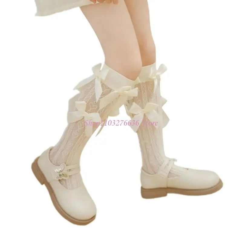 Calcetines longitud terneros R6FD para niñas, calcetines tubo largos y estirables y cómodos para niños - imagen 4