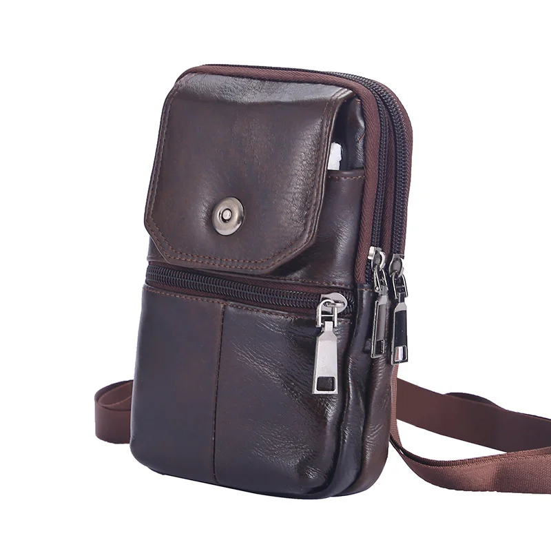 Bandolera de cuero con bolsillo móvil y compartimentos - imagen 3