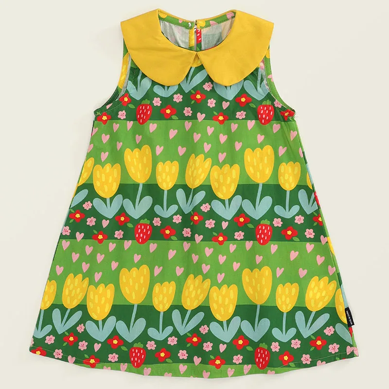 Vestido princesa sin mangas para niña – Estampado floral de verano - imagen 3