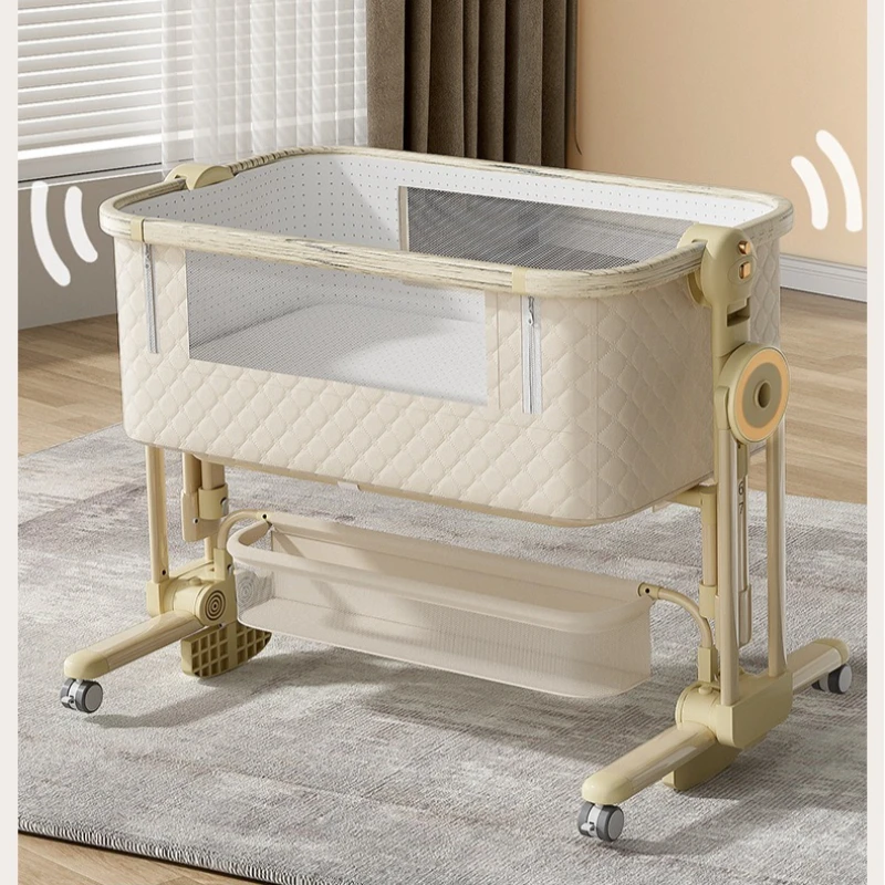 Cuna de bebé multifuncional con ruedas, mesas para cambiar pañales, cuna de aleación de aluminio, cuna portátil plegable, cama empalmada para recién nacido - imagen 3