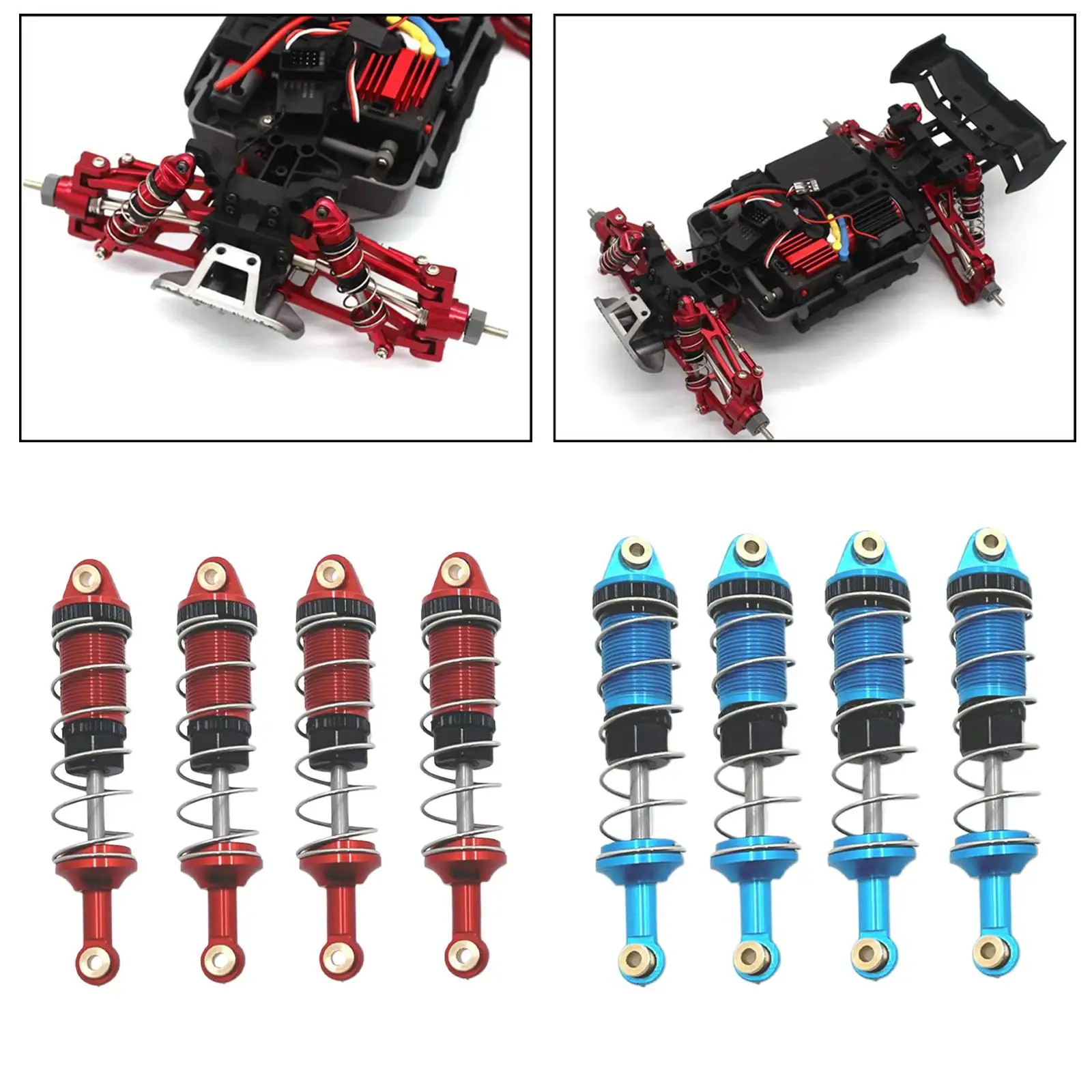 4 Pieces Metal RC Car Shock Absorber Accessory Adjustable Assembled Spare Parts for MN128 MN86S 1:12 Scale Crawler Replacement