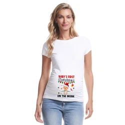 Camiseta de maternidad navideña con mensaje - Primera Navidad