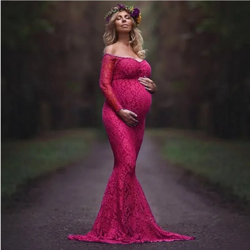 Vestido de maternidad sirena con encaje para sesión de fotos - imagen 2