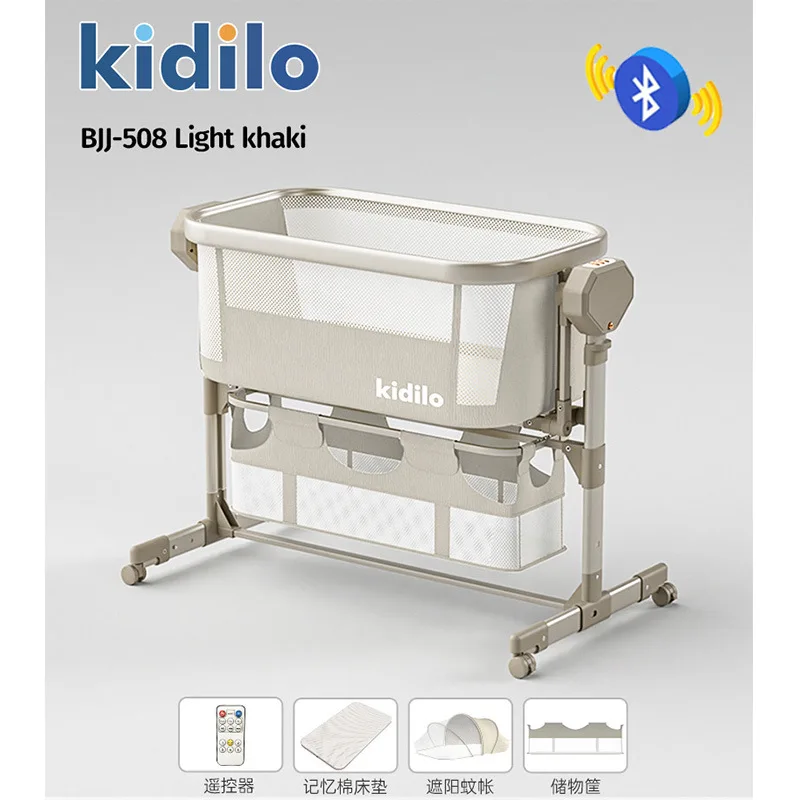 Kidilo cuna portátil plegable eléctrica con barandillas - imagen 2