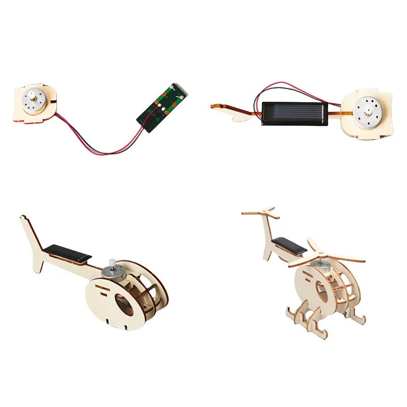 Juguete de avión Solar 3D creativo DIY, rompecabezas de madera, avión alimentado por energía Solar, Kits de modelos de ensamblaje móviles, suministros de aprendizaje - imagen 5