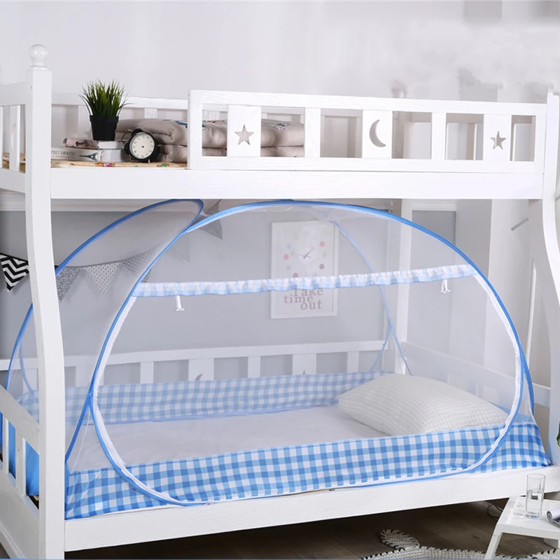Litera para dormitorio de estudiantes, instalación gratuita, mosquitera de yurta, mosquitera anticaída de fondo completo para niños, mosquitera de verano para el hogar - imagen 4