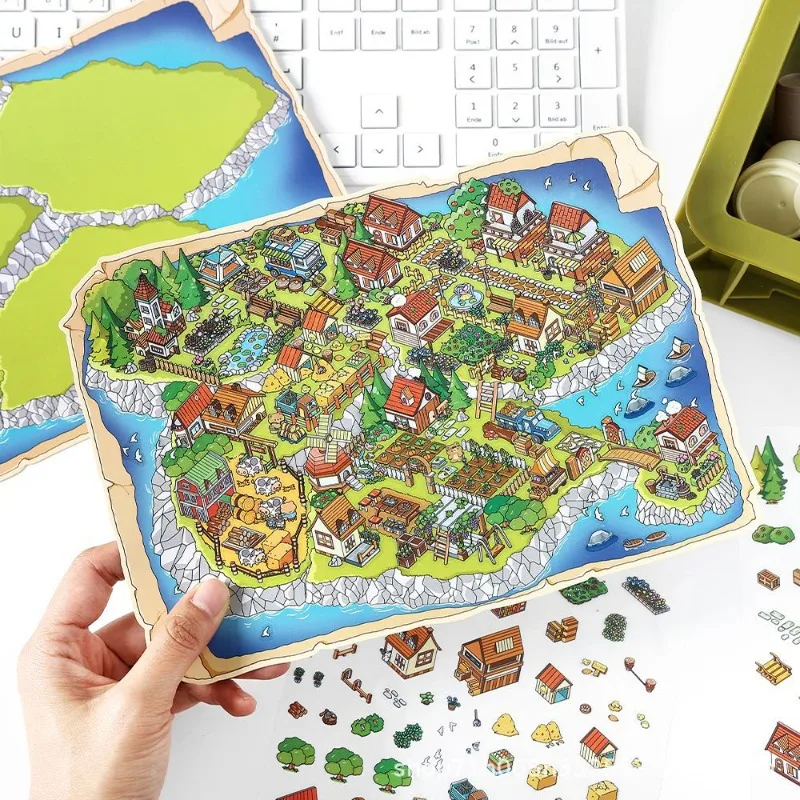 Pegatinas de paisaje de casa Diy 3D de gran tamaño, pegatina de escena de cabina de coche de comida de burbujas bonita, regalo de Festival para estudiantes adultos - imagen 3