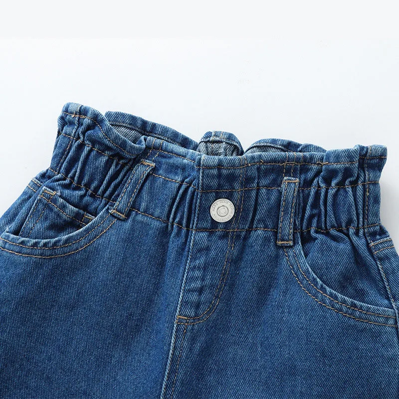 MILANCEL nueva primavera niños Jeans niñas lindo Color sólido Denim pantalones azules niños pantalones sueltos - imagen 3