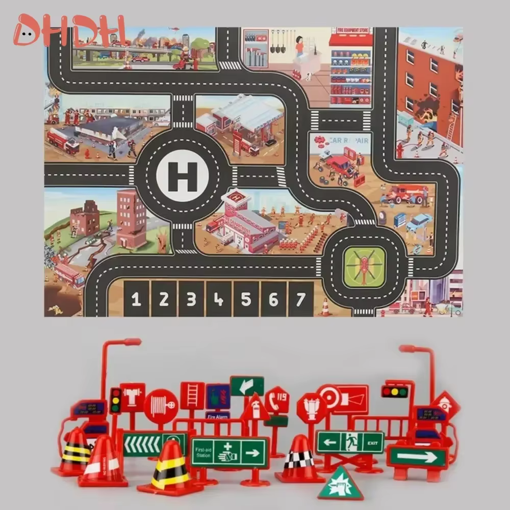 Alfombra impermeable para juegos de bebés con mapa tráfico urbano - imagen 2