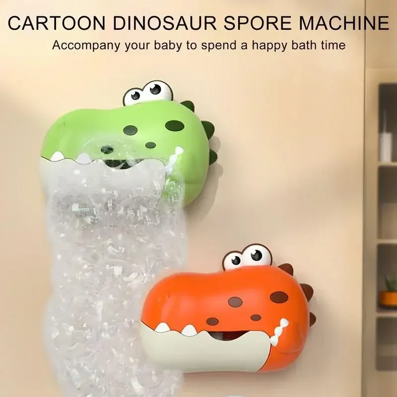Juguetes de baño para bebé para niños, máquina de burbujas de dinosaurio musical, juguetes de baño, jabón para bañera, fabricante de burbujas automático, juguetes para baño de bebé - imagen 3