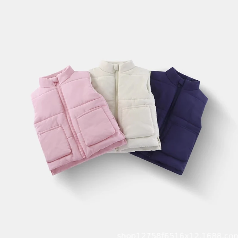 Ropa para niños de 1 a 7 años, chaleco grueso con forro para niñas, chaleco cálido para niños, chaqueta acolchada de lana sin mangas
