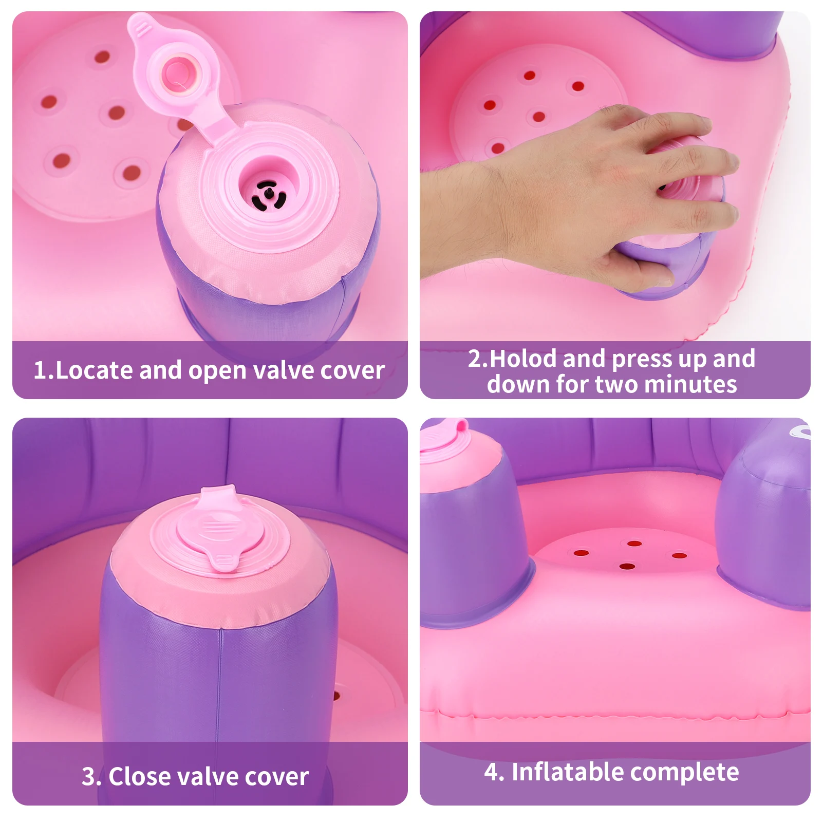 Swimbobo-sofá inflable portátil multifuncional para niños, sillas para bebé, baño, ducha, taburete de aprendizaje para comer, silla de Pvc - imagen 5