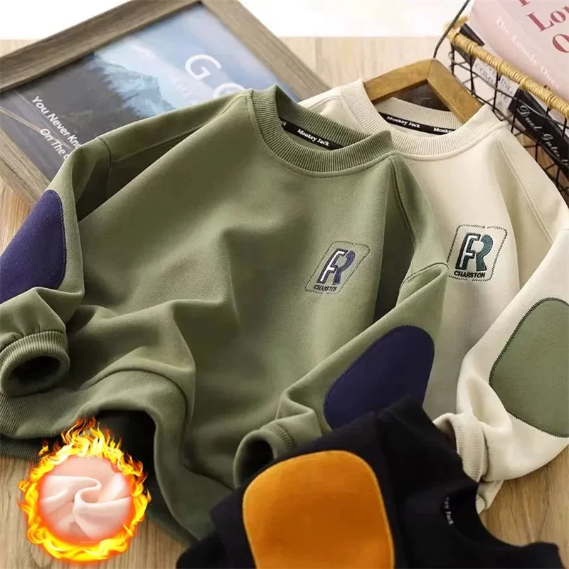 Sudadera de lana para niños – Gruesa manga larga cuello redondo otoño - imagen 4