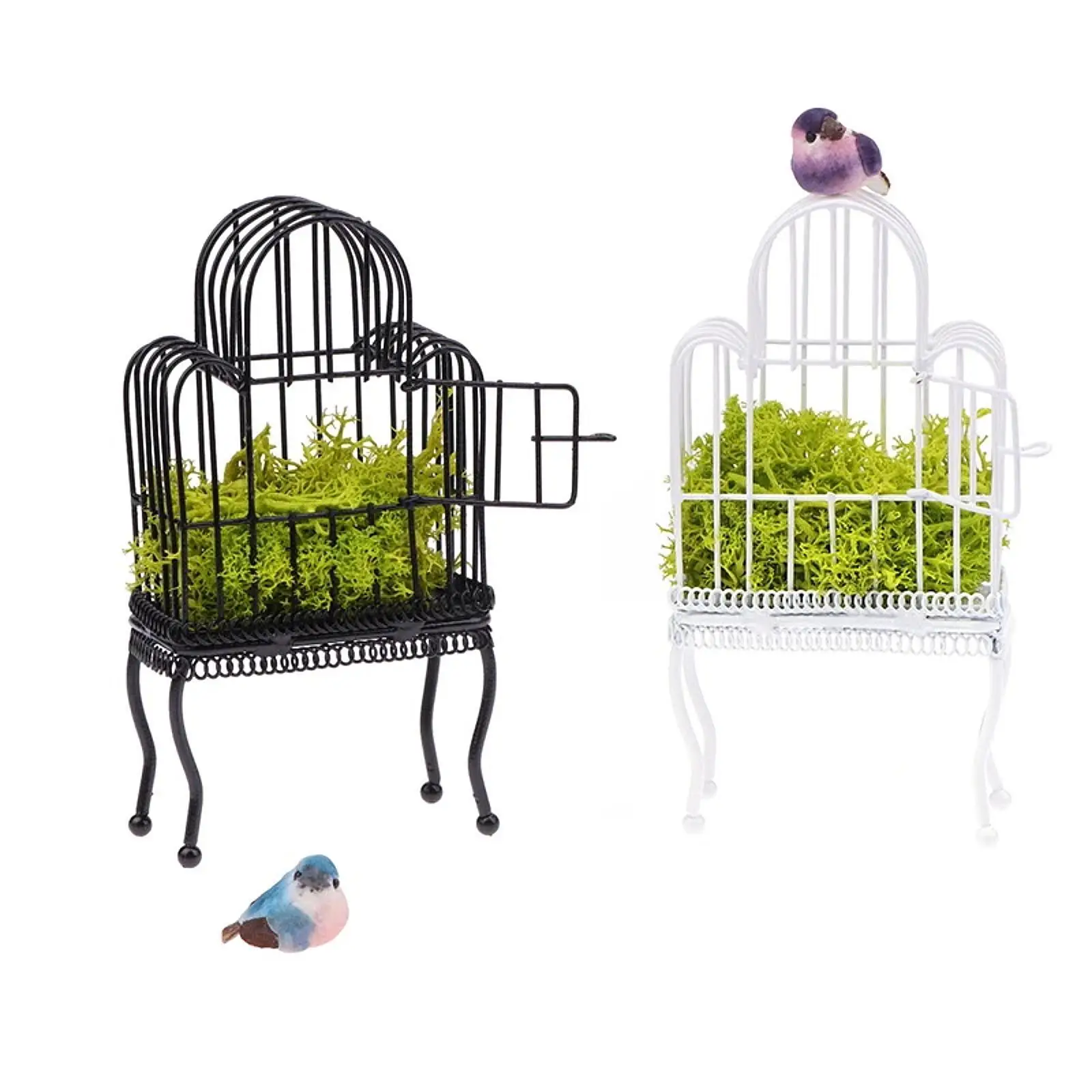 1:12 Scale Dollhouse Bird House Miniature Scenery Props Micro Landscape Metal Birthday Gift Pretend Play Miniature Bird Cage