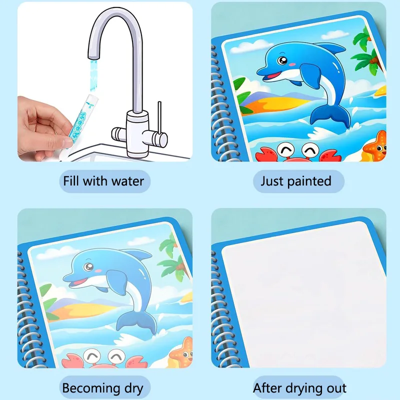 Juguetes Montessori, libro mágico de dibujo al agua, juegos educativos para niños, pinturas para colorear para bebés de 1 año a 3 juguetes - imagen 4