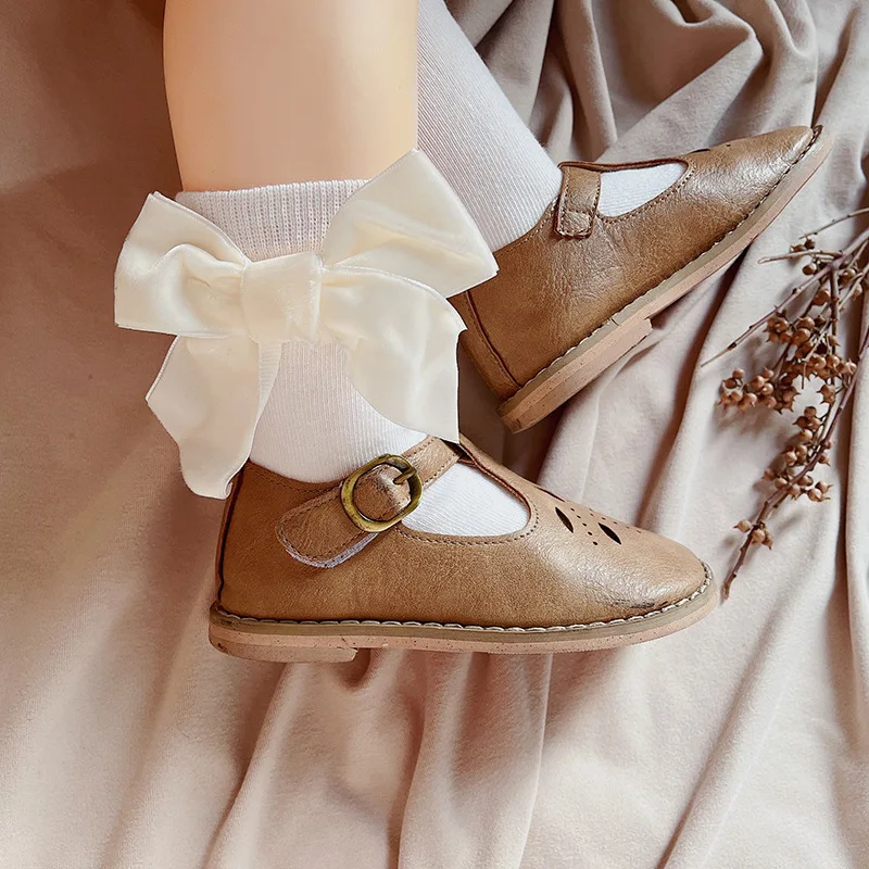 Nuevos calcetines de invierno y otoño para niñas con lazos grandes, calcetines tobilleros de algodón para niños pequeños, bonitos calcetines cortos de Navidad para 0-5 años - imagen 3