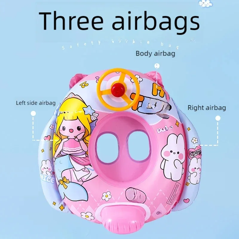 Medio ambiente PVC niños anillos de natación juguetes acuáticos playa piscina bebé círculo de natación inflable con volante juguetes acuáticos - imagen 5