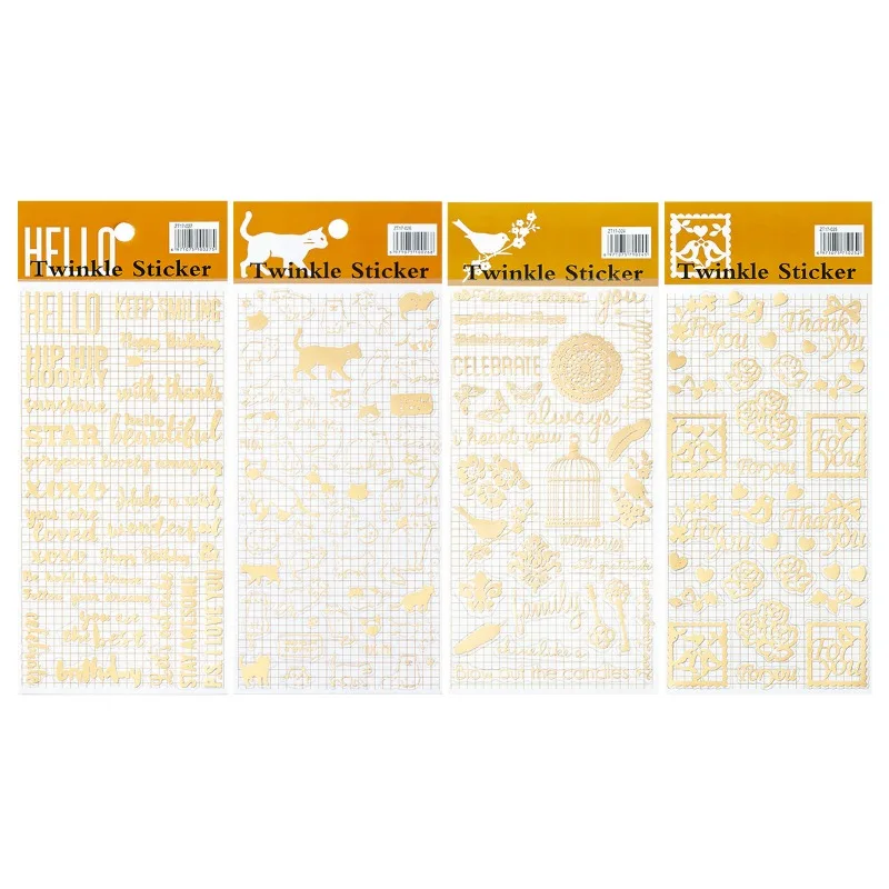 Pegatinas doradas PVC con gatos y letras para scrapbook infantil - imagen 3