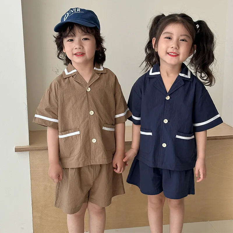 Conjunto de ropa escolar para niños y niñas, 2 uds., manga corta - imagen 3