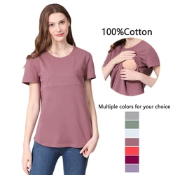 Camiseta de maternidad y lactancia de algodón con cremallera para posparto
