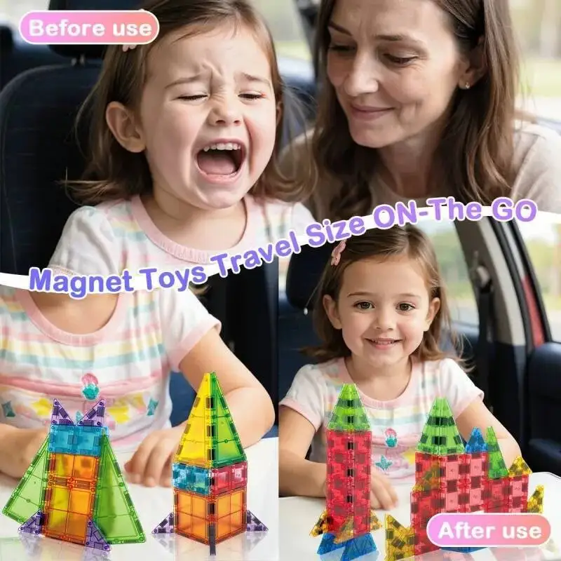 32 Uds. Bloques de construcción magnéticos, azulejos magnéticos de diamante 3D con caja de hierro, juguetes de construcción de diseño magnético para niños, regalo - imagen 5