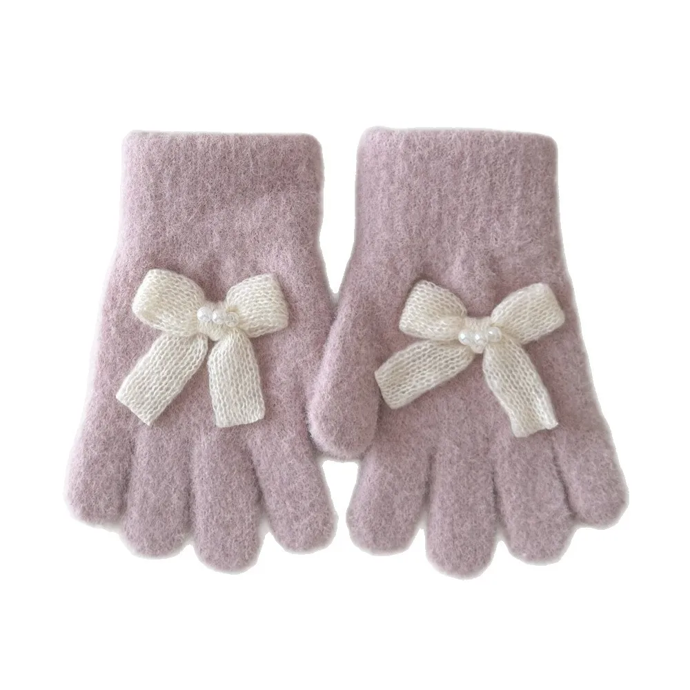 Guantes de invierno cálidos con cinco dedos y lazo para bebés niños - imagen 3