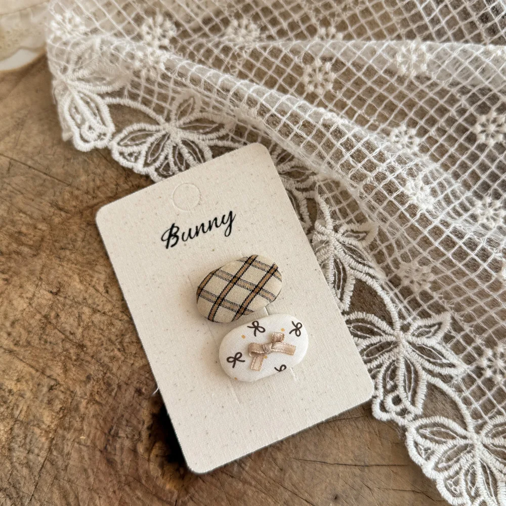 Tela coreana a cuadros lazo esponja BB Clip dulce pelo roto bebé horquilla sombreros niñas niños accesorios para el cabello - imagen 4