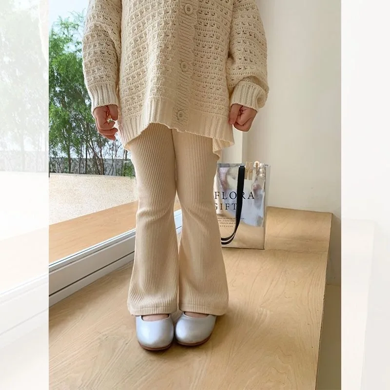 Pantalones acampanados para niños de verano 2025: leggings elásticos acanalados de seda helada para niñas: ¡toda, transpirable, elegante para uso exterior! - imagen 3