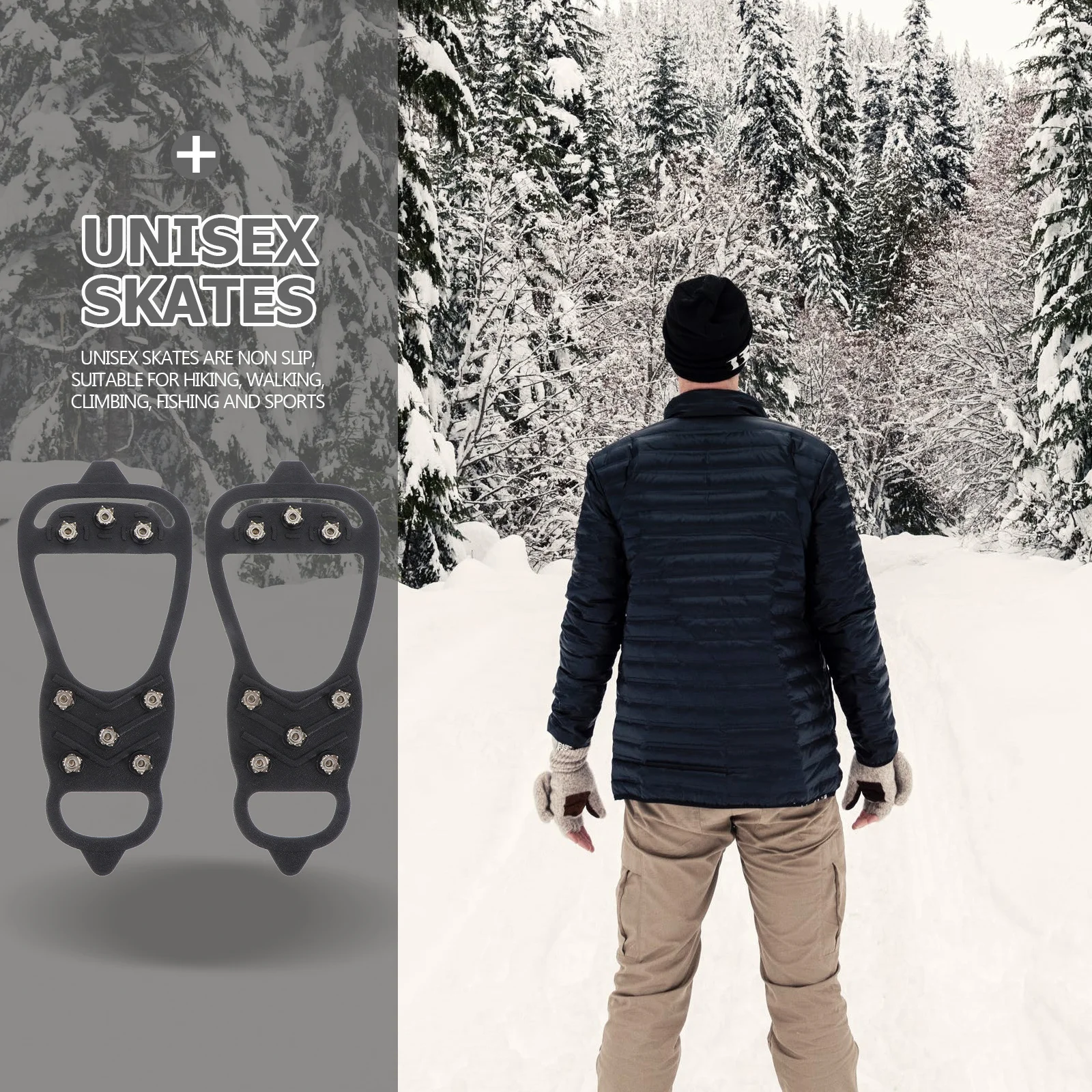 Tacos para nieve al aire libre, 2 pares de cadenas antideslizantes para zapatos para senderismo en hielo, escalada, cubiertas de crampones duraderas para invierno de 9 pulgadas - imagen 4