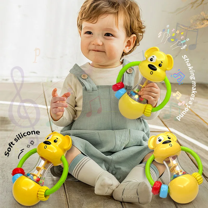 Mordedor de goma suave con sonajero para bebés – Juguete sensorial - imagen 4