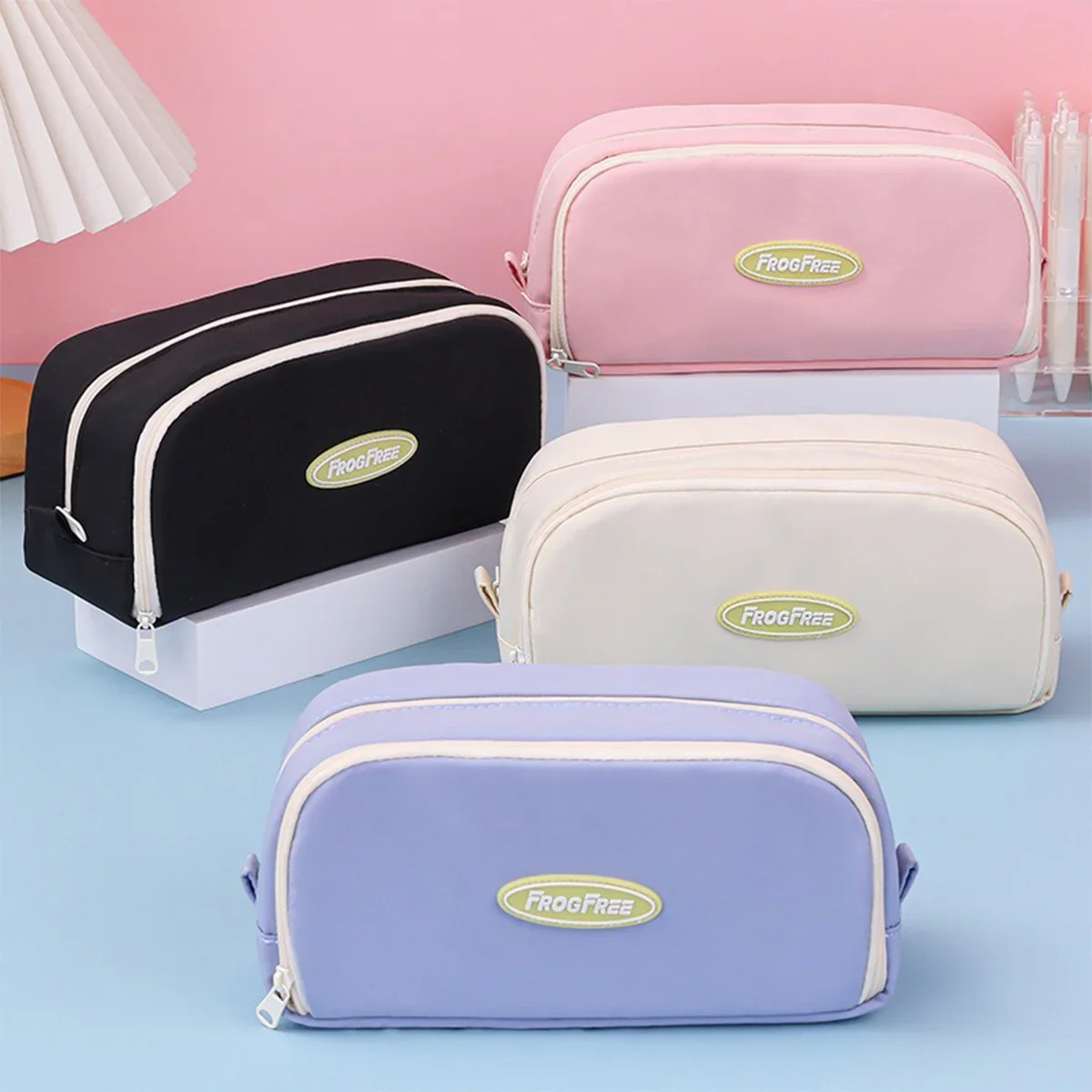 Bolsa de lápices coreana bonita, estuche de lápices de doble capa, estuche de lápices Simple de gran capacidad, papelería para estudiantes de escuela primaria de alto valor - imagen 3