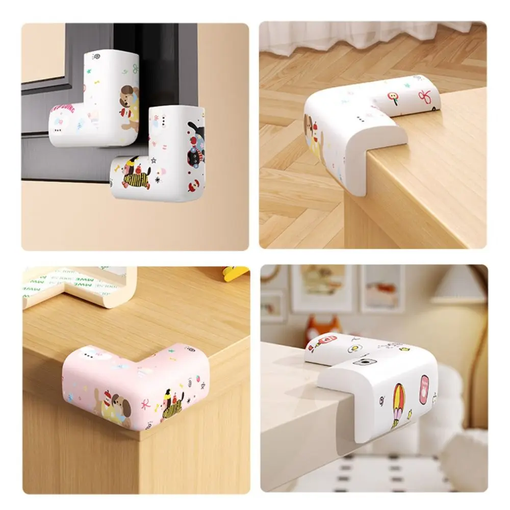 Protector de borde de escritorio con patrón de dibujos animados, autoadhesivo, Protector de esquina de pared de seguridad, cojín anticolisión suave y grueso, 4 Uds. - imagen 5