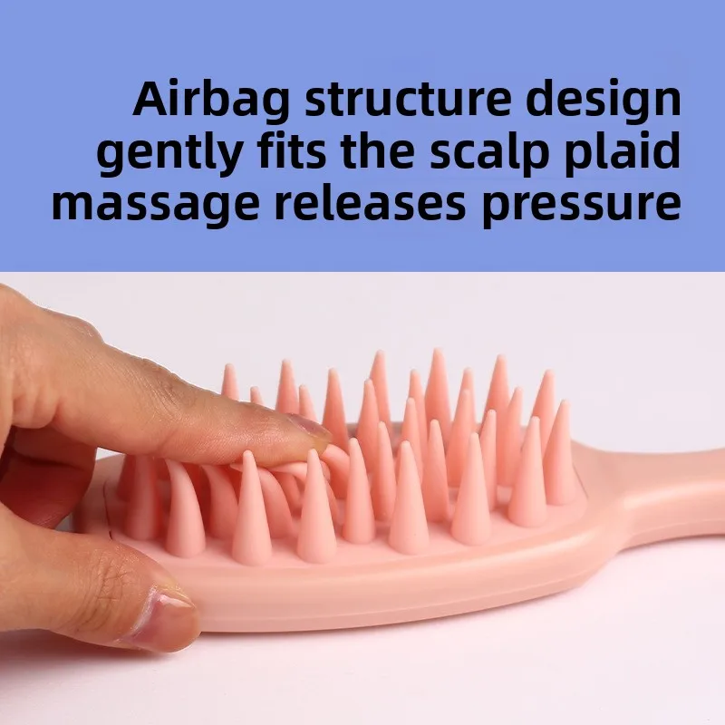 Cepillo de masaje del cuero cabelludo de silicona de mango largo para mujeres, peine suave para lavar el cabello para una limpieza profunda, herramienta perfecta para el cuidado del cabello en el hogar - imagen 4