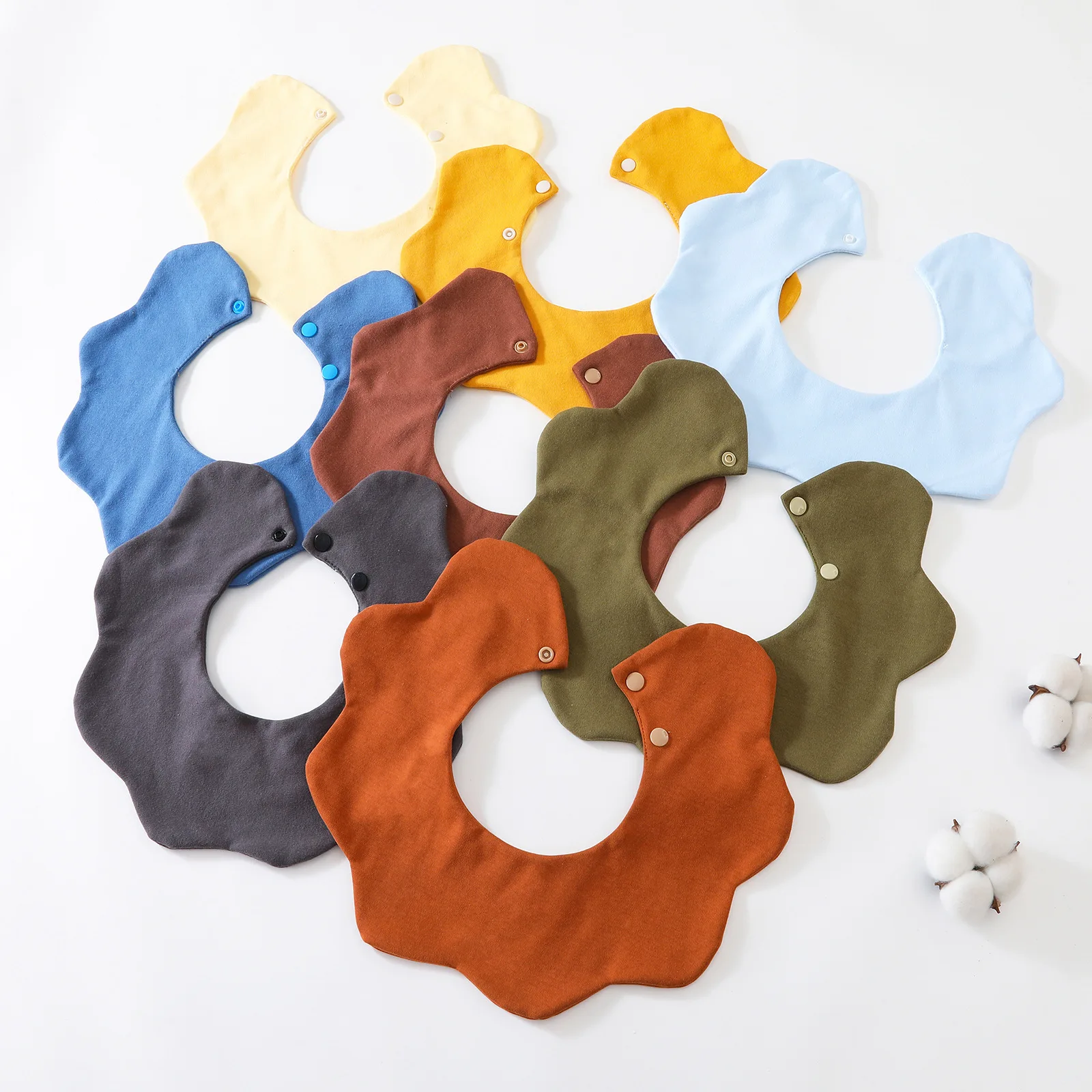 Babero liso 100% de algodón para alimentación de bebé, nueva toalla de Saliva de pétalos de algodón para bebés, paño suave para eructar para recién nacidos, Baberos para niños pequeños - imagen 3