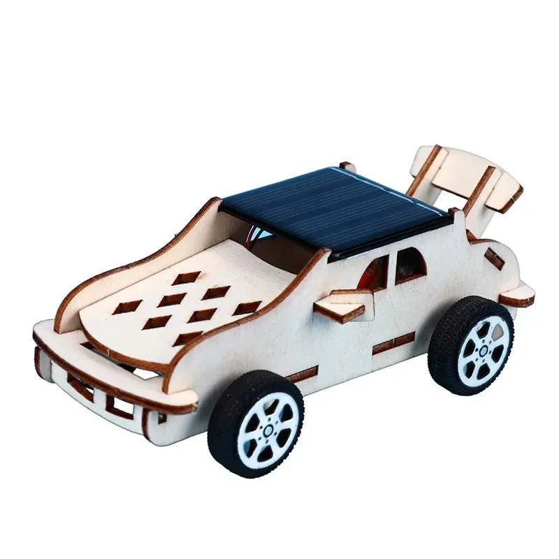 1 Uds DIY Kit de coche de madera con energía Solar juguetes para niños regalo ciencia creativa rompecabezas inventos moda al aire libre montar coche de juguete - imagen 3