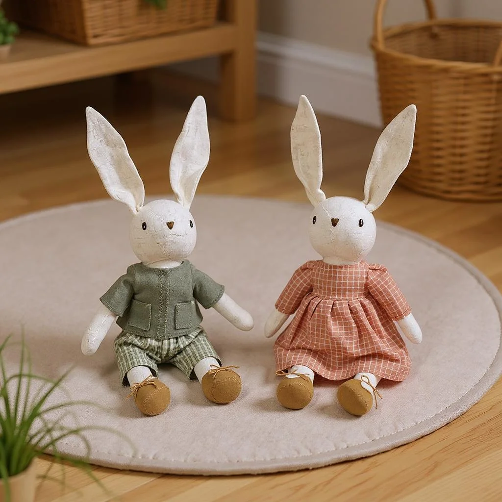 1 Uds. Decoración para habitación de niños, muñecos de conejo con monos y faldas, accesorios de fotografía, regalos relajantes para bebés, regalos de saludo para festivales - imagen 4