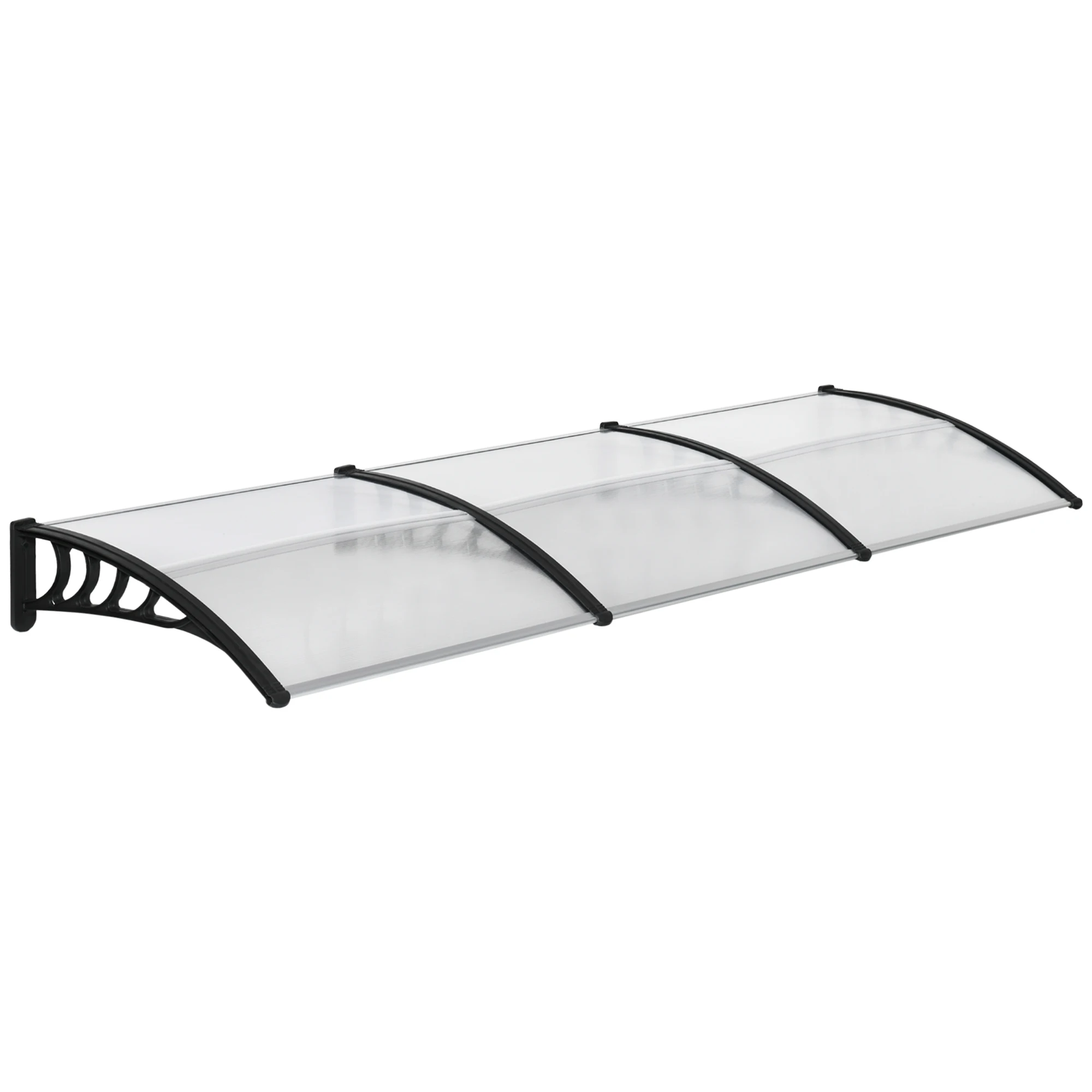 Outsunny Tejadillo de Protección 300x96 cm Marquesina Exterior para Puertas y Ventanas contra Sol y Lluvia con Soporte de Aleación de Aluminio PP Policarbonato Transparente