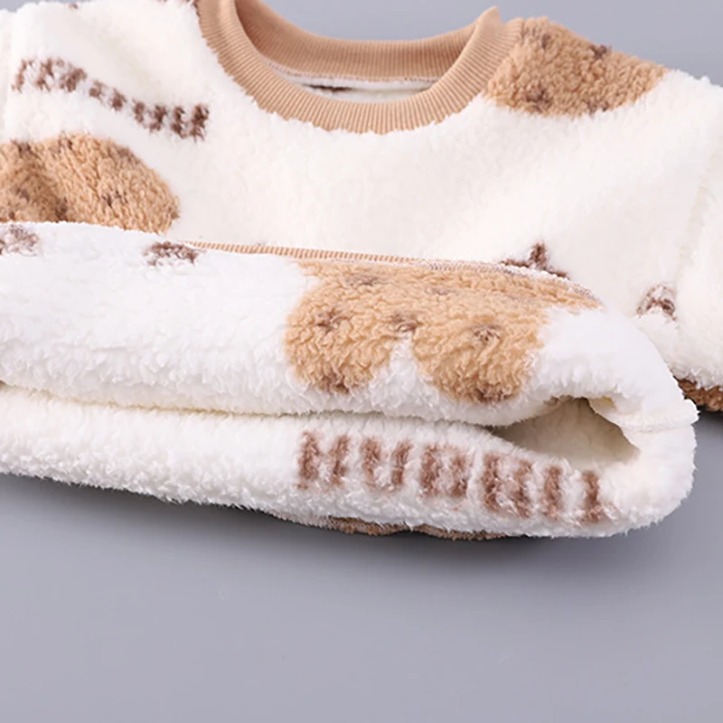 MILANCEL Pijama de invierno para niños – Oso dibujos cálido - imagen 4